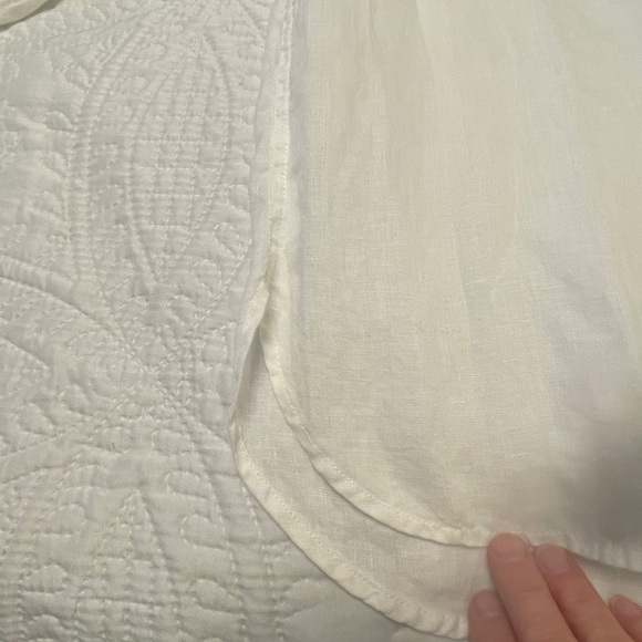 Talbots White Linen V Neckline Pullover Blouse Top Medium Excellent Condition - Picture 10 of 11